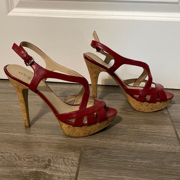 Guess Shoes - Guess 8M red Strappy Platform Heel